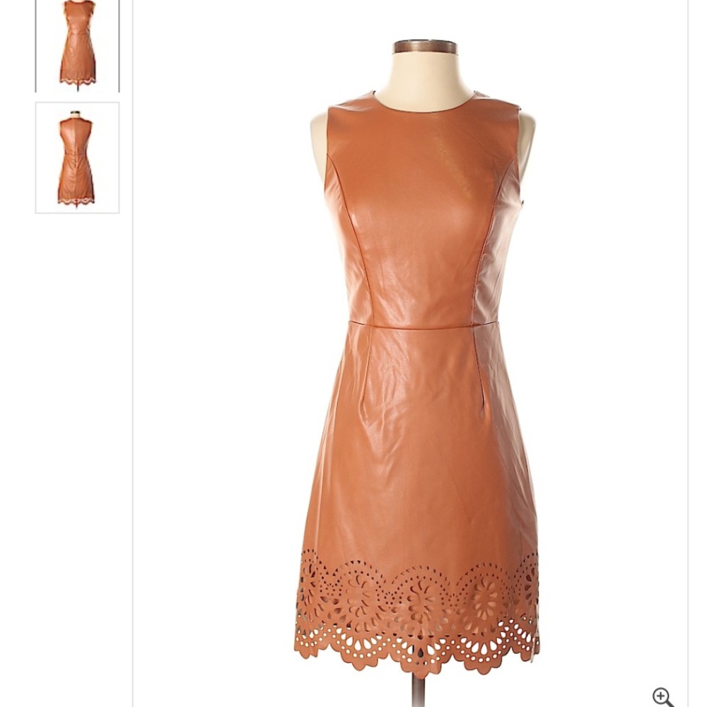 Cynthia Steffe Brown Faux Leather Dress Size 0